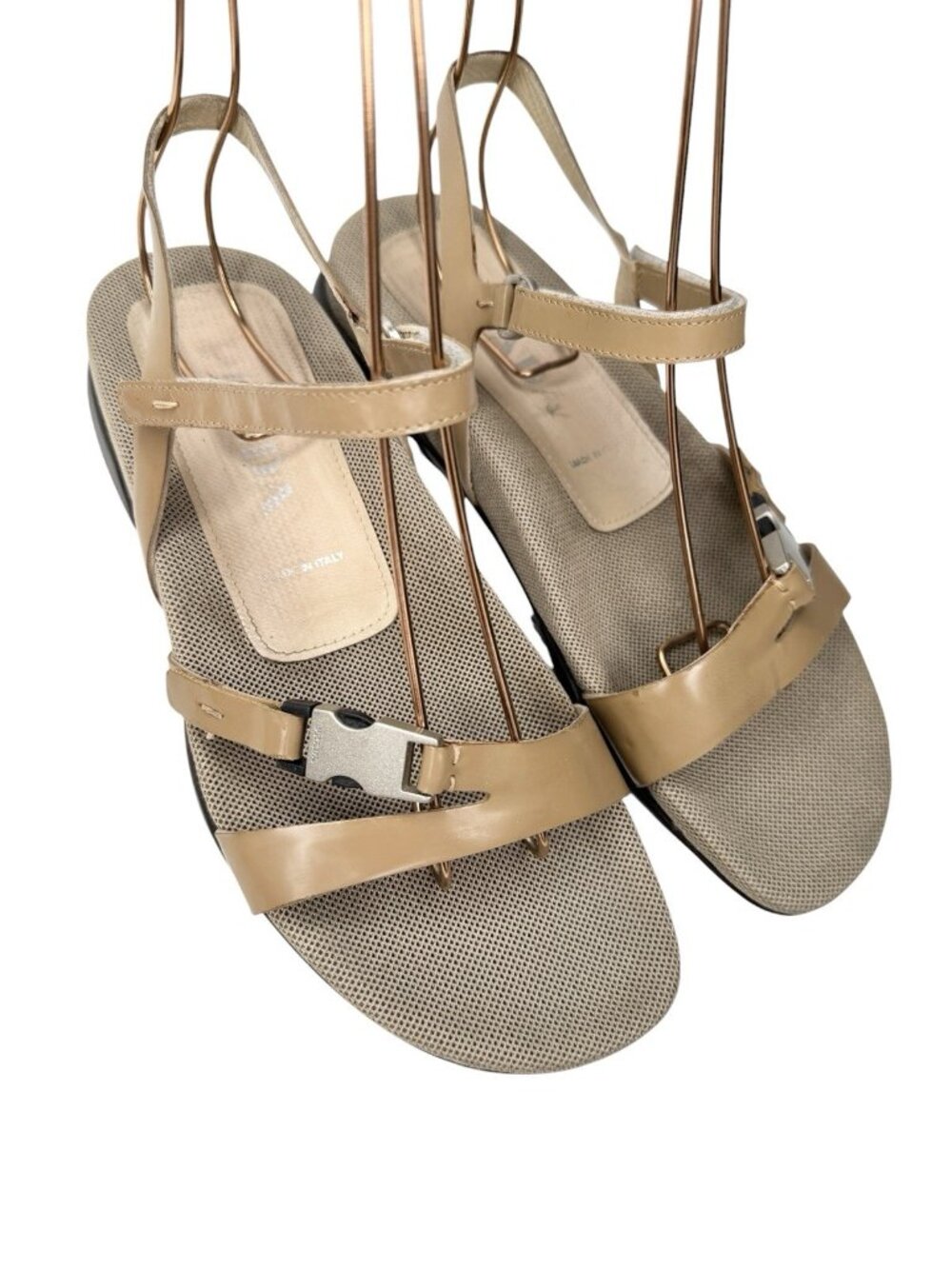Vintage Prada Sport Size 37 Wire Strap Sandals Y2K Beige Tan Tech Mesh Leather